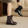 Estilo de moda minimalista elegante, botas Martin de salto grosso de 5 cm no meio da panturrilha para mulheres, botas western 2026, botas de montaria confortáveis e versáteis