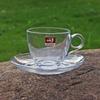 Taza de café y platillo de vidrio transparente brillante, juego de taza de té y platillo de color sólido, taza para latte, juego de café, taza de té de vidrio, juego de té