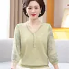Camiseta de Verano Estilo Chino 2026 con Mangas Transparentes para Mujeres de Mediana Edad y Mayores, Blusa Delgada de Seda de Hielo para Primavera y Verano