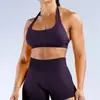Dfyne Traje Deportivo Nuevo Transfronterizo para Mujer Conjunto de Shorts con Cuello Halter Ajustado Traje Deportivo para Exteriores Correr Fitness