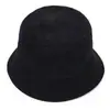 Sombrero de Pescador de Pana Estilo Coreano para Otoño e Invierno, Sombrero de Sol Cálido y Cortavientos para Exteriores, Color Sólido, Circunferencia de Cabeza Grande, Sombrero de Cubo Adelgazante para Rostro de Mujer