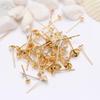 Pino de orelha folheado a ouro 14K com preservação de cor Pino de tigela de pérola Pino de conta de cristal natural Suporte vazio Brincos de pino Acessórios de joias DIY