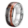 Popular Transfronterizo Shengxi Más Vendido Anillo de Acero Inoxidable con Diseño de Flecha Joyería al por Mayor 8 mm Caoba + Madera Negra Flecha de Acero