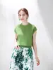 2026 Nuevas Camisetas de Verano Elegantes de Alta Calidad, Holgadas Casual Versátiles de Seda de Hielo con Mangas Acampanadas de Alta Elasticidad, Camisas de Manga Corta Acanaladas para Mujer
