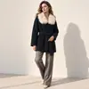 Casaco de Visão de Outono/Inverno 2025 Casaco de Lã Dupla Face para Mulheres Baixas Casaco Quente Casual Casaco 100% Lã Feminino