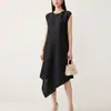Vestido Irregular sin Mangas para Mujer, Gama Alta, Corte Holgado, Adelgazante, Tallas Grandes, Mismo Estilo que Issey Miyake, Ropa de Mujer Plisada