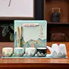 Juego de Té Kung Fu de Cerámica para Uso Doméstico, Tetera y Tazas de Té con Diseños Pintados a Mano, Regalos Corporativos y Souvenirs