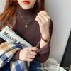 Suéter de cuello medio para mujer, Nuevo estilo Otoño e Invierno 2026, Capa base engrosada con forro polar, Top cálido de corte ajustado