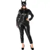 Nuevo Set de Uniforme de Juego Fat Man Chica Gato Cuero Negro Aspecto Mojado Body