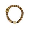 Pulsera de cuentas de sándalo verde natural de barril viejo para hombre y mujer, Bodhi garra de gato, quemado al carbón, flor pequeña, conejo mixto Tianqi, pulsera de anillo móvil