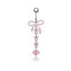 Europeu e Americano Novo Aço Inoxidável Rosa Borboleta Pingente Umbigo Prego Super Flash Zircon Amor Anel Umbilical Piercing Jóias em estoque