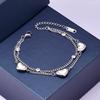Pulsera 2025 New Love Blanca Nácar Diseño Nicho Lujo Ligero con Forma de Corazón de Diamante Pulsera de Doble Capa Personalizada y Más Fácil de Combinar