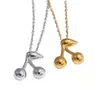 Lele Jewelry Acero Inoxidable Cereza Collar para Mujer Lindo Mini Colgante Dorado Simple Dulce Cadena para Clavícula