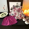 Roupas de Verão Estilo Nacional para Meninas Alça Fina Conjunto Hanfu Infantil Estilo Novo 2026 Roupa para Bebê Menina Roupa de Fora de Verão Conjunto de Duas Peças