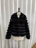 Abrigo Corto Estilo Europeo y Americano para Mujer 2026 Otoño e Invierno Nuevo Solapa Grande Chaqueta Gruesa de Piel Sintética de Zorro Venta al por Mayor Personalizada