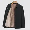 Nova Jaqueta Executiva Casual de Negócios Masculina Outono e Inverno para Meia-Idade e Idosos com Gola e Forro de Fleece-660