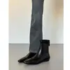 Botines muy elegantes de tacón de cuña estilo coreano con inspiración francesa, forro de felpa, versátiles y de moda, con punta fina para mujer