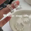 Estilo Coreano Ins Diseño de Nicho Moda Elegante Fresco Joyería Anillo de Ola de Tres Capas de Plata de Ley S925 Simple