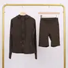 Conjunto de Sudadera con Capucha y Shorts Lulu Df con Relieve, Chaqueta Deportiva Ajustada Elástica con Cremallera Dorada para Fitness y Yoga
