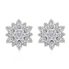 Promoção Imperdível AliExpress Promoção Imperdível Brincos de Flor de Sol Banhados a Prata com Zircônia Estilo Japonês e Coreano Feminino Brincos de Olho de Cavalo com Pedras Completas Floco de Neve