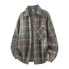 2026 Nueva Camisa a Cuadros para Hombre Estilo Coreano Moda Trendy Corte Holgado Camisa Casual con Cuello de Solapa para Hombre