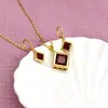 Moda Simples Joias Femininas Quadradas Exquisite Colar Argola de Orelha conjunto Japonês e Coreano Elegante Luxo Leve Elegante Conjunto de Joias