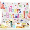 Fondo de tela con frase "Feliz cumpleaños", póster de fiesta con sentimiento de fiesta, tapiz de pared con escena de bebé