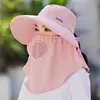 Chapéu de sol com franja grande para proteção UV ao ar livre no verão, chapéu de pescador moderno que cobre o rosto com furo para rabo de cavalo, chapéu de sol