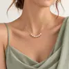 Novo Colar de Pérolas Feminino Acessórios de Alto Padrão com Senso de Design Nicho Corrente Simples para Clavícula Luxo Leve Colar Versátil
