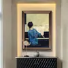 Pintura a Óleo Texturizada para Sala de Estar, Arte de Figura e Floral Estilo Americano, Pintura Decorativa para Sala de Jantar, Grande Mural de Estilo Europeu de Luxo Leve, Vintage
