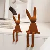 Adornos de Conejo de Gama Alta Postura Sentada Afelpada Escritorio Hogar Mueble de TV Escritorio Atmósfera Adornos de Decoración Suave