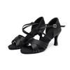 Sapatos de dança pretos com sola macia para mulheres adultas Sapatos de dança latina Sapatos de dança de salto alto Sapatos de dança transfronteiriços por atacado Sapatos de dança quadrada para mulheres