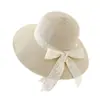Sombrero de Sol para Vacaciones en la Playa Moda de Verano Sombrero de Paja con Lazo de Encaje para Mujeres Dulce Sombrero de Sol de Pescador para Exteriores