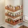 Estante de esquina para cocina, cesta de almacenamiento multifuncional para el hogar montada en la pared, especiero, cesta colgante multicapa montada en la pared para jengibre y ajo