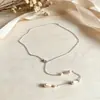 Collar Cruzado Europeo y Americano con Perlas y Espalda Descubierta, Cadena Trasera para Vestido de Novia para Mujer, Elegante Colgante de Perla en Forma de Gota de Agua