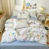 Lujo Ligero Gama Alta Pintura a Tinta Algodón Lavado Artesanal Cama Sábanas Funda de Edredón Juego de Cuatro Piezas Dormitorio Estudiante Individual Resistente a Manchas Juego de Tres Piezas