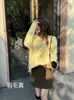 Cardigan de Tricô com Acabamento Fosco, Peso Pesado, Lã de Seda, Caxemira, Escovado, Gola Redonda, Punhos Canelados para Mulheres, Outono/Inverno 2026 Top