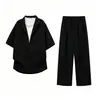 Nuevo Estilo de Verano Estilo Old Money Traje Casual de Gama Alta para Hombre, Lujo Ligero Transpirable Falso Dos Piezas Manga Corta Pantalón Largo Conjunto de Dos Piezas