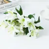 Lírio Simuladp Transfronteiriço 3 Cabeças Multi-Cabeças Atacado Display de Mesa Flor Decorativa Lírio Selvagem Simuladp Buquê de Casamento