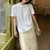 Camiseta básica casual de manga curta e gola redonda, top simples solto e casual, versátil e modelador, adequado para o dia a dia, camiseta lisa básica