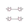 Anéis de Mamilo Série Rosa de Aço Inoxidável Europeu e Americano com Zircônia, Piercings de Mamilo em Formato de Coração e Lua, Joias para Body Piercing Atacado em Estoque