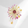 Broche de Fuegos Artificiales con Colgante de Borla de Lujo Ligero Elegante Colorido Diamante Flores Brillantes en Flor Accesorios Ramillete Joyería para Mujeres
