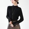 Simples e elegante suéter de meia gola alta feminino 2024 outono e inverno novo slim-fit emagrecimento suéter interno base camisa top
