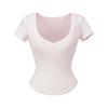 Estilo Europeu e Americano Primavera e Verão Novo Desejo Puro Tencel Decote V Manga Curta Camiseta Sexy Sexy Slim Slim Cor Pura Top para Mulheres