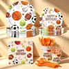 Novas decorações de festa de aniversário com tema de bola, guirlanda de bandeirinhas, pratos de bolo espirais e conjunto de copos de papel