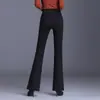 Elegantes pantalones de mujer acampanados, pantalones casuales, 2026 otoño versátiles talla grande cintura alta adelgazantes elásticos fluidos pantalones de mujer