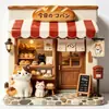 Imán de refrigerador de resina para casa de gato con tema de curación, relieve 3D, pegatina magnética decorativa creativa, un pequeño regalo cultural y creativo