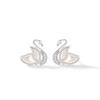 Brincos de tarraxa Cisne em Prata de Lei 925 femininos da moda combinam com tudo brincos de zircônia estilo ins brincos brancos de madrepérola adoráveis