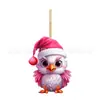 Pendente decorativo de galinha de Natal de desenho animado novo e criativo transfronteiriço Enfeites de acrílico de Natal para Retrovisor de Carro