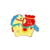 Lindos Broches de Dibujos Animados Versátiles de Nicho para el Año del Caballo Serie Auspiciosa Bendiciones de Año Nuevo Accesorios para Ropa